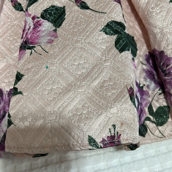 Rare Editions Pink/Purple Floral Metallic Box Pleat Dress - Picture 3 of 12